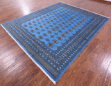 Blue Bokhara Handmade Wool Rug - 7' 11" X 9' 8" - Golden Nile