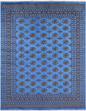 Blue Bokhara Hand Knotted Wool Rug - 8' 0" X 10' 1" - Golden Nile