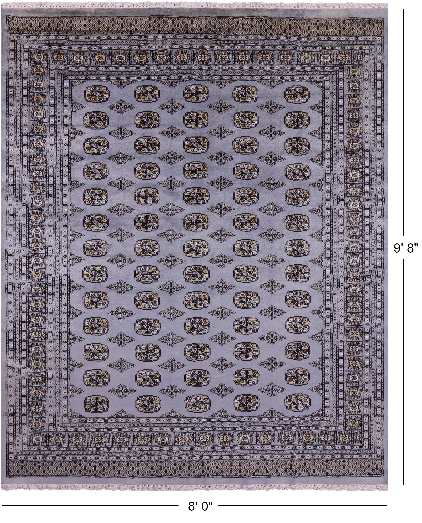 Bokhara Hand Knotted Wool Rug - 8' 0" X 9' 8" - Golden Nile