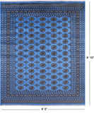 Blue Bokhara Hand Knotted Wool Rug - 8' 0" X 9' 10"