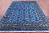 Blue Bokhara Hand Knotted Wool Rug - 8' 0" X 9' 10" - Golden Nile