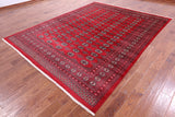 Red Bokhara Hand Knotted Wool Rug - 8' 2" X 10' 3" - Golden Nile