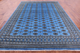 Blue Bokhara Hand Knotted Wool Rug - 9' 0" X 11' 8" - Golden Nile