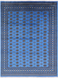 Blue Bokhara Hand Knotted Wool Rug - 9' 0" X 11' 5" - Golden Nile