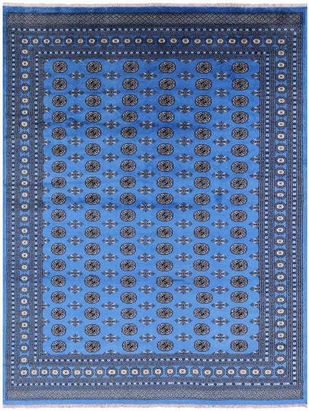 Blue Bokhara Hand Knotted Wool Rug - 9' 0" X 11' 5" - Golden Nile