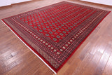 Red Bokhara Hand Knotted Wool Rug - 10' 0" X 13' 9" - Golden Nile