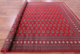 Red Bokhara Hand Knotted Wool Rug - 10' 0" X 13' 9" - Golden Nile