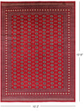 Red Bokhara Hand Knotted Wool Rug - 10' 2" X 13' 6"