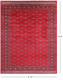 Red Bokhara Hand Knotted Wool Rug - 9' 10" X 13' 4"