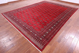 Red Bokhara Hand Knotted Wool Rug - 9' 10" X 13' 4" - Golden Nile