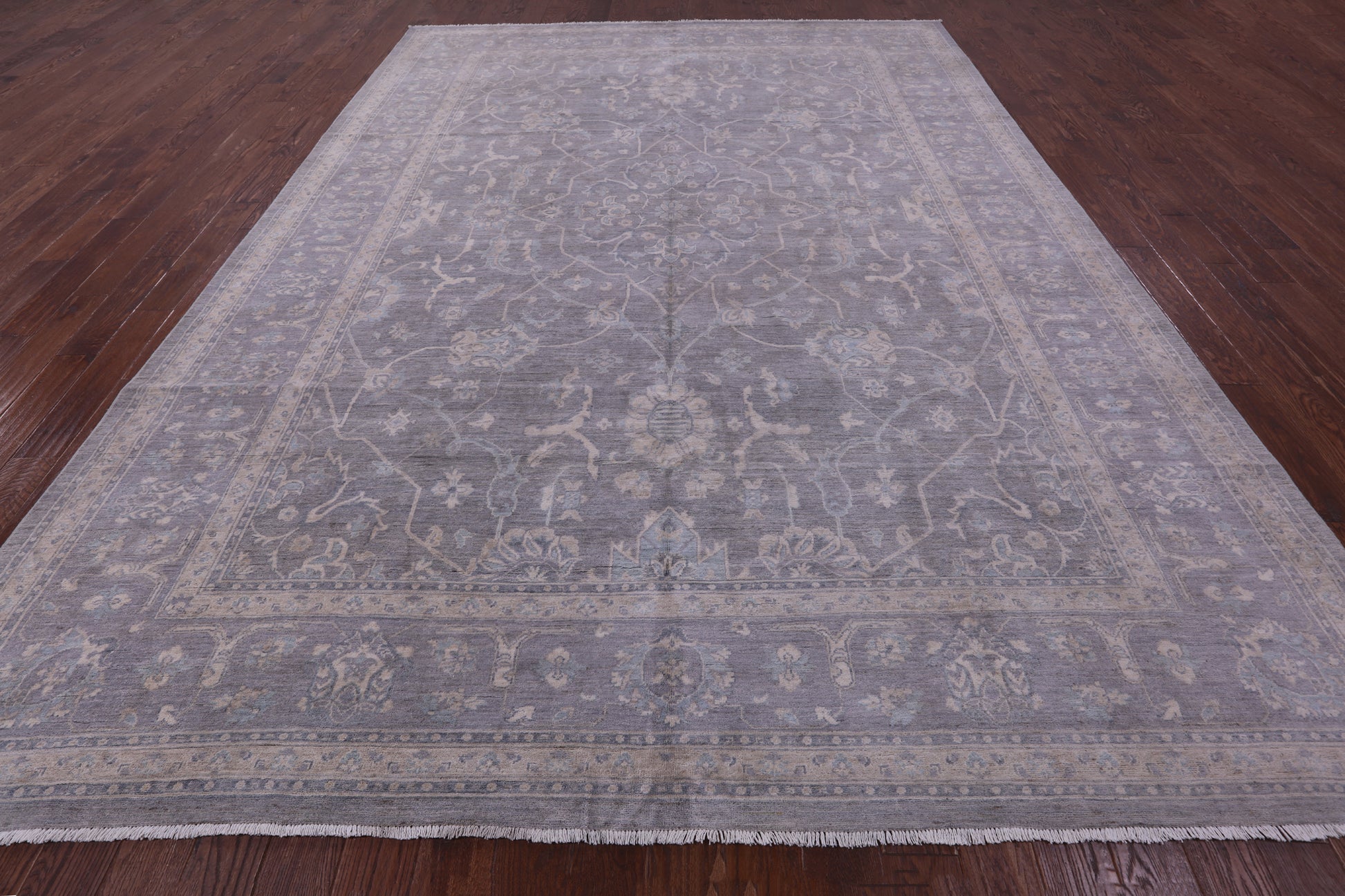 Grey Turkish Oushak Hand Knotted Wool Rug - 9' 10" X 13' 7" - Golden Nile