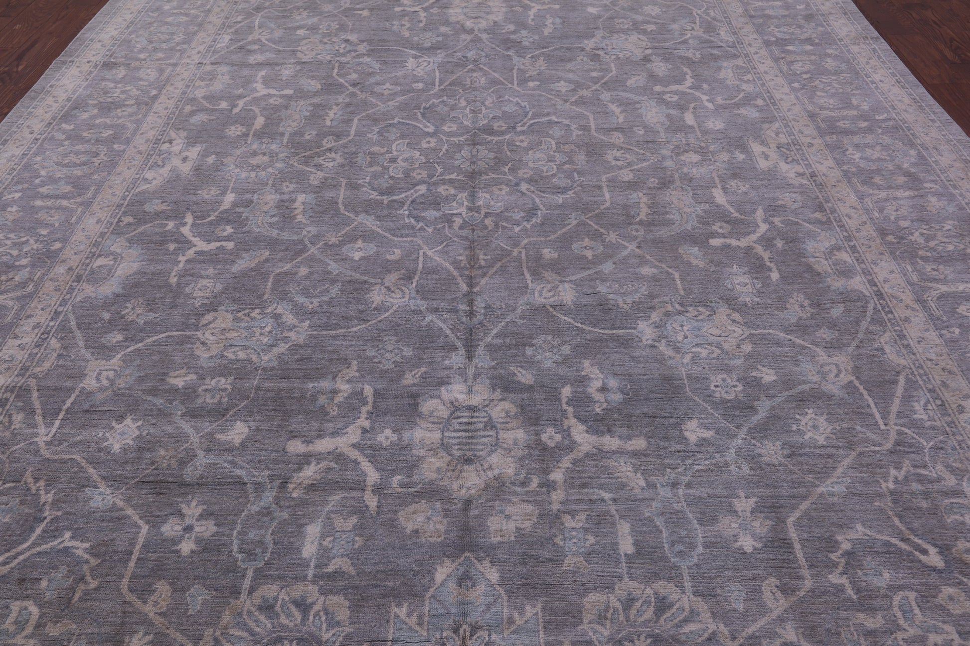 Grey Turkish Oushak Hand Knotted Wool Rug - 9' 10" X 13' 7" - Golden Nile