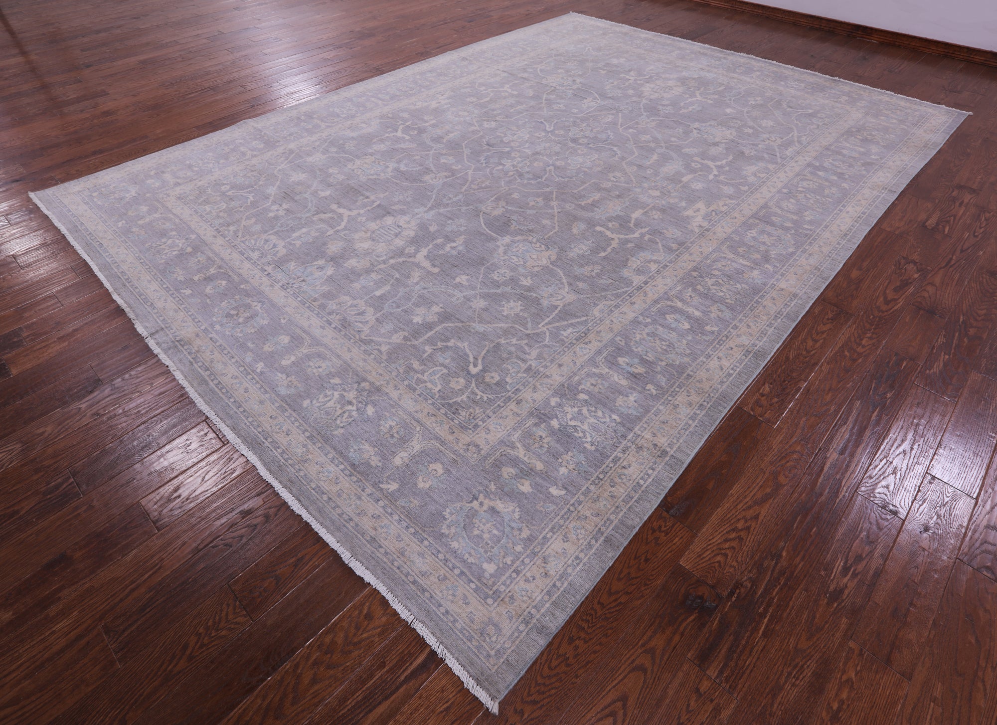 Grey Turkish Oushak Hand Knotted Wool Rug - 9' 10" X 13' 7" - Golden Nile