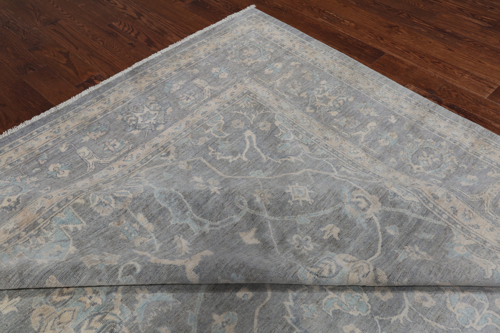 Grey Turkish Oushak Hand Knotted Wool Rug - 9' 10" X 13' 7"
