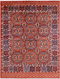 Red Turkmen Ersari Hand Knotted Wool Rug - 8' 1" X 10' 7" - Golden Nile