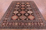 Brown Super Kazak Hand Knotted Wool Rug - 8' 2" X 10' 0" - Golden Nile