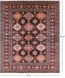 Brown Super Kazak Hand Knotted Wool Rug - 8' 2" X 10' 0" - Golden Nile