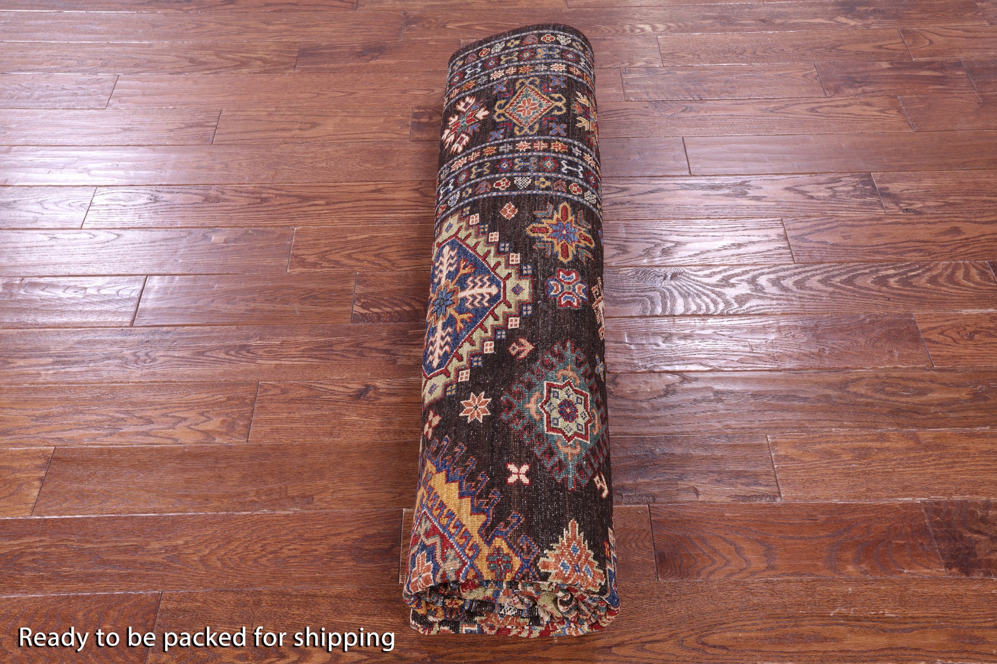 Brown Super Kazak Hand Knotted Wool Rug - 8' 2" X 10' 0" - Golden Nile