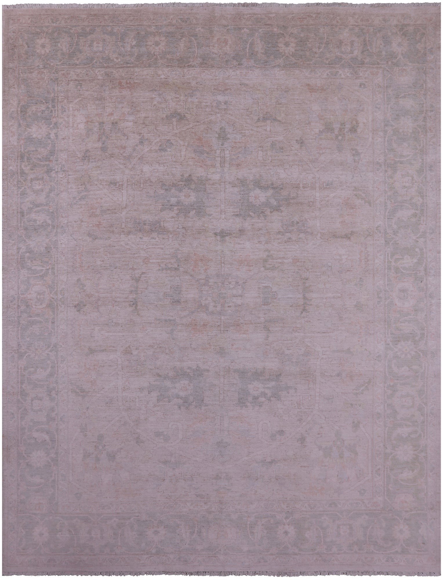 Ivory Turkish Oushak Hand Knotted Wool Rug - 7' 10" X 10' 1" - Golden Nile