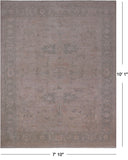 Ivory Turkish Oushak Hand Knotted Wool Rug - 7' 10" X 10' 1"