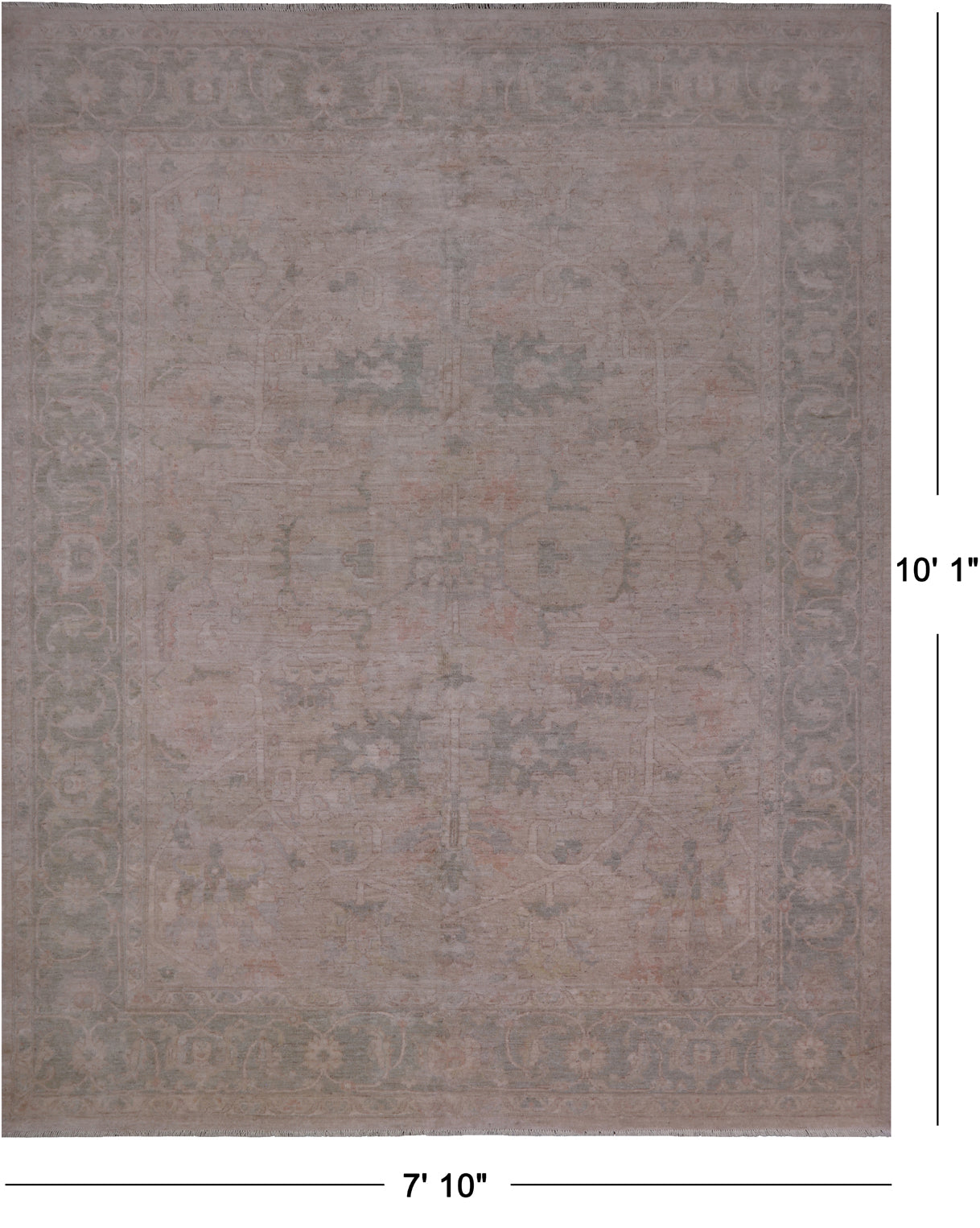 Ivory Turkish Oushak Hand Knotted Wool Rug - 7' 10" X 10' 1"