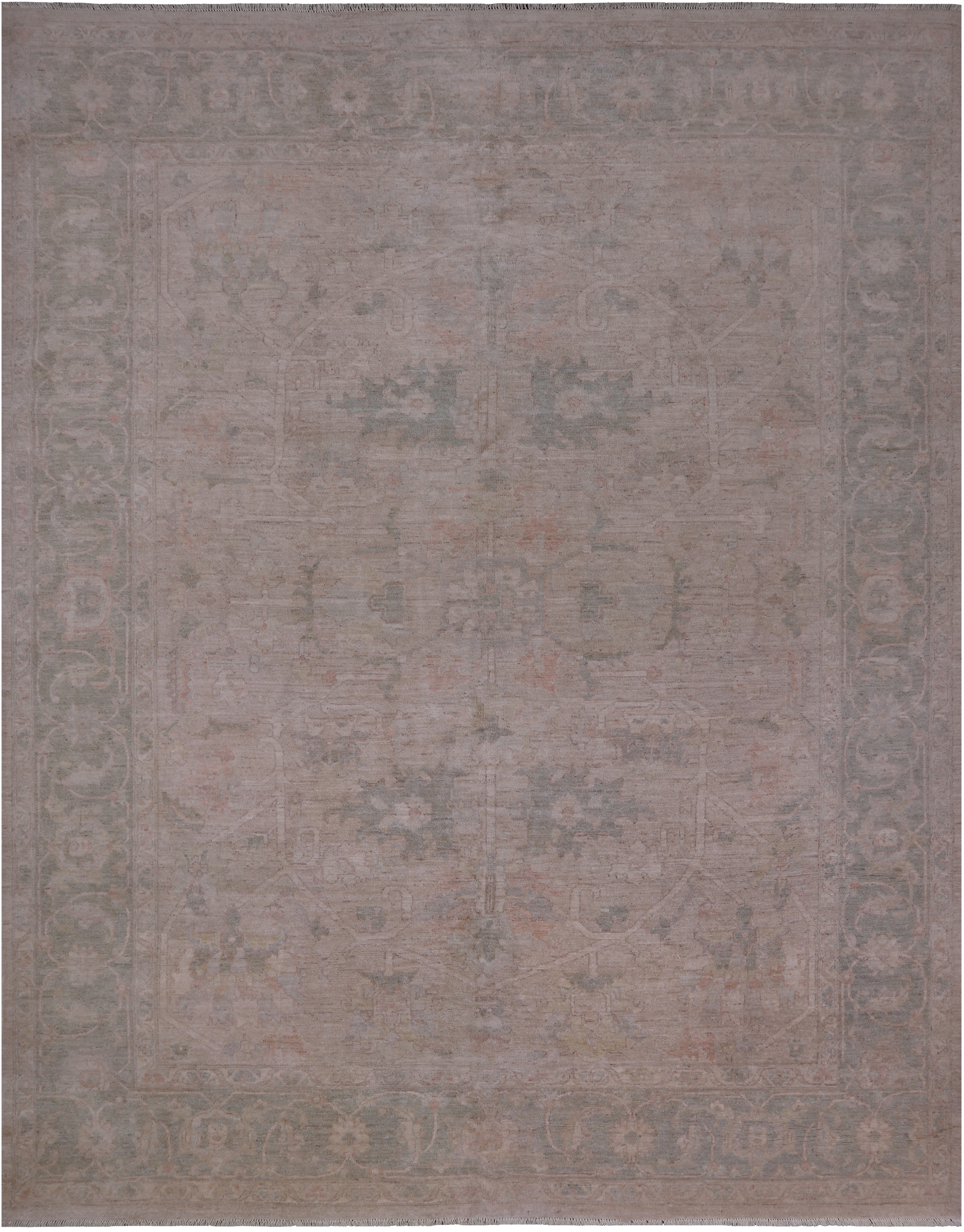 Ivory Turkish Oushak Hand Knotted Wool Rug - 7' 10" X 10' 1"