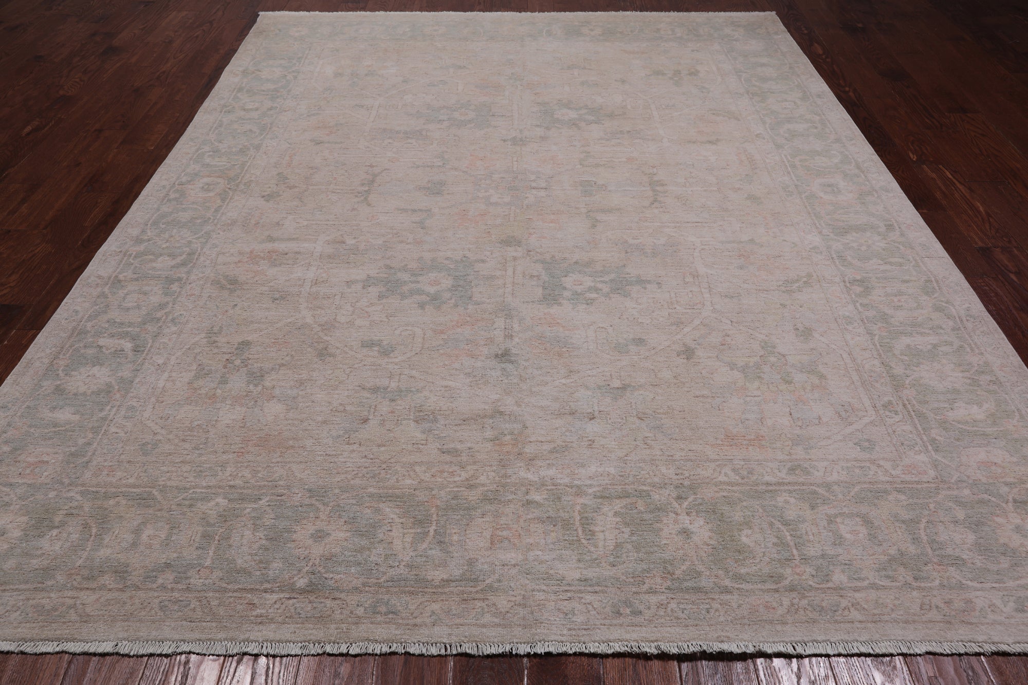Ivory Turkish Oushak Hand Knotted Wool Rug - 7' 10" X 10' 1"