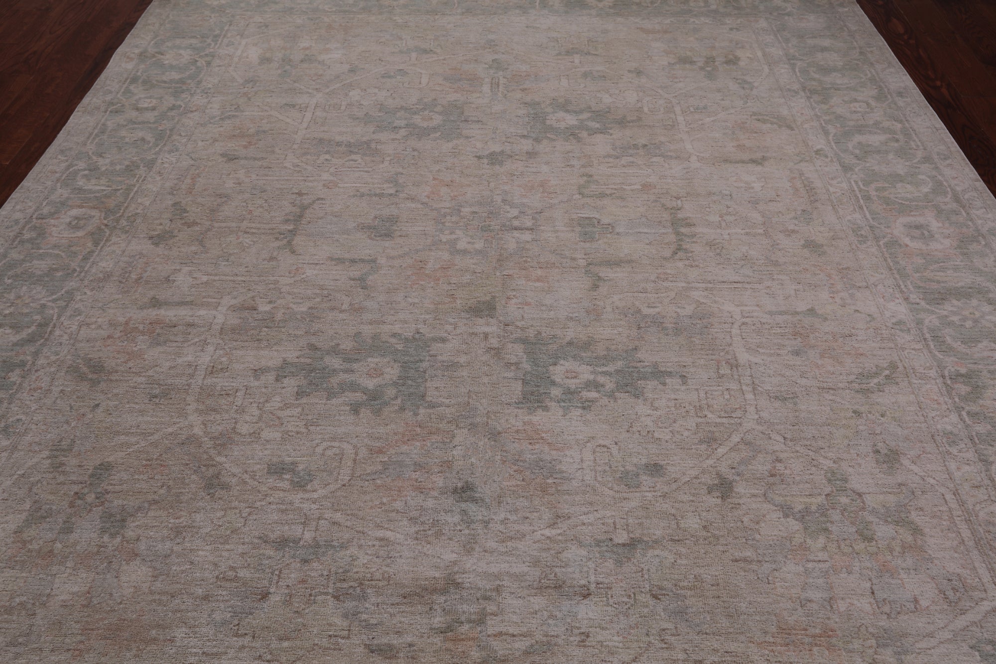 Ivory Turkish Oushak Hand Knotted Wool Rug - 7' 10" X 10' 1"