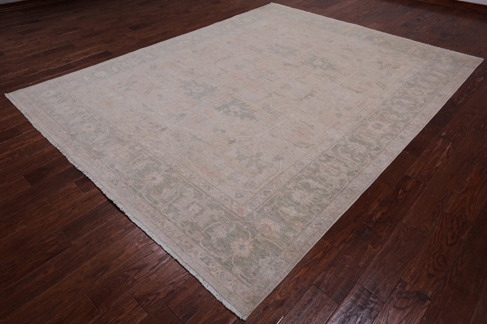 Ivory Turkish Oushak Hand Knotted Wool Rug - 7' 10" X 10' 1"