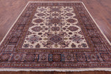 Ivory Super Kazak Hand Knotted Wool Rug - 7' 11" X 9' 8" - Golden Nile
