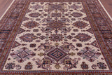 Ivory Super Kazak Hand Knotted Wool Rug - 7' 11" X 9' 8" - Golden Nile