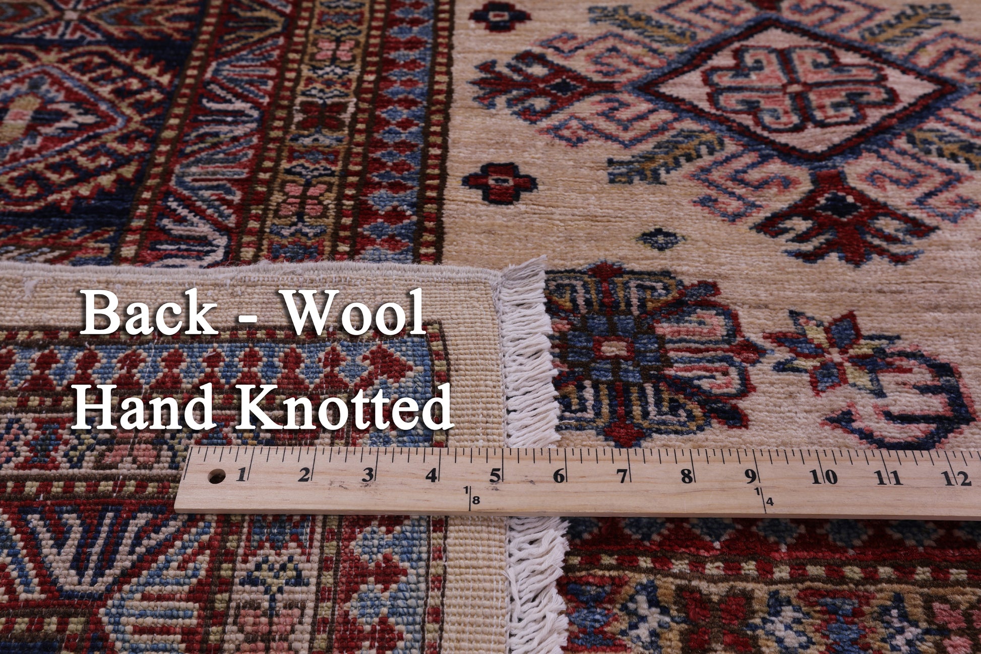 Ivory Super Kazak Hand Knotted Wool Rug - 7' 11" X 9' 8" - Golden Nile