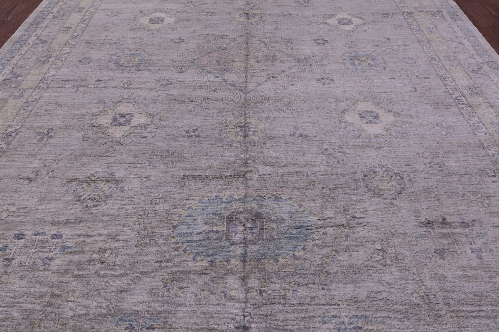 Grey Turkish Oushak Hand Knotted Wool Rug - 9' 9" X 14' 3" - Golden Nile