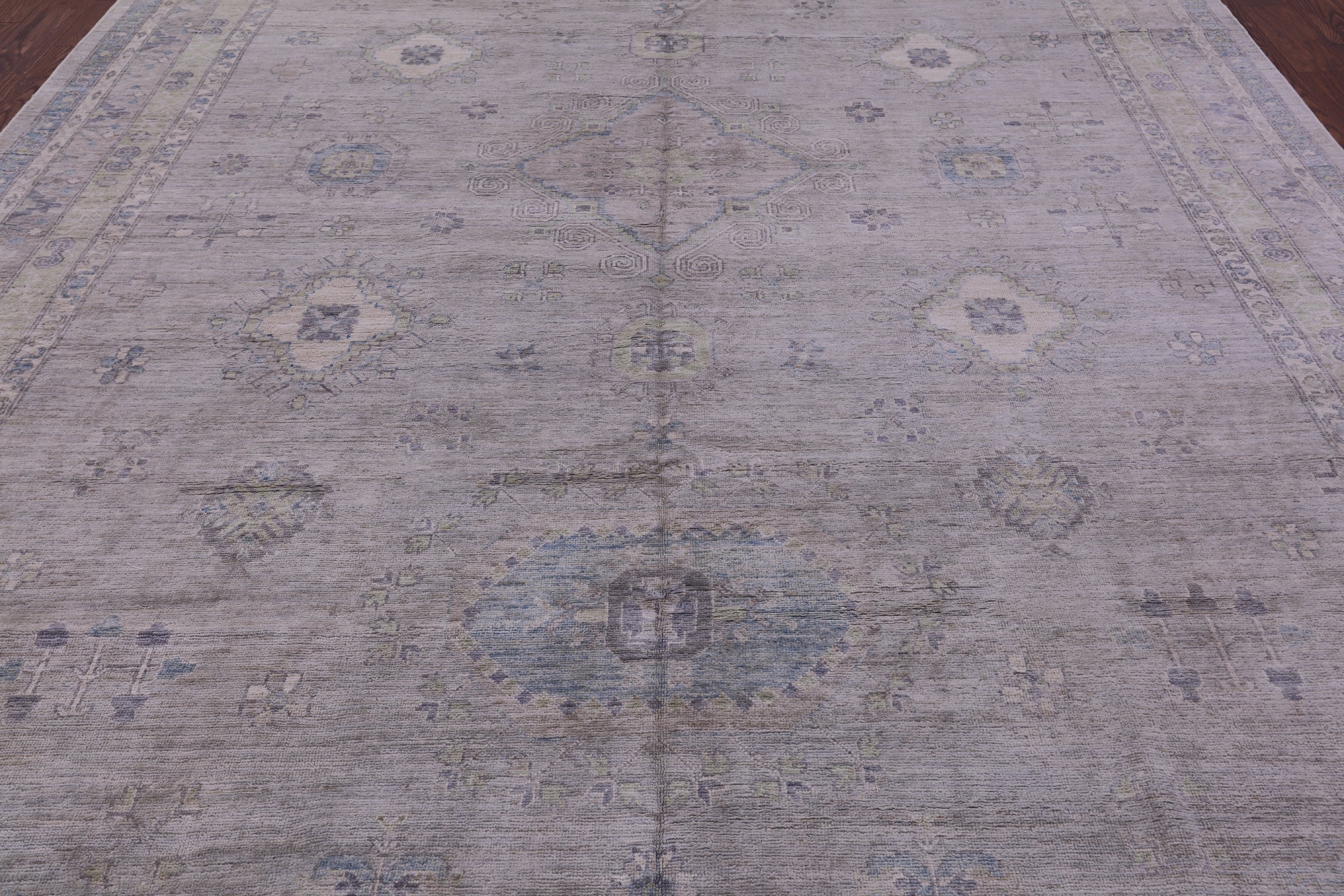 Grey Turkish Oushak Hand Knotted Wool Rug - 9' 9" X 14' 3" - Golden Nile