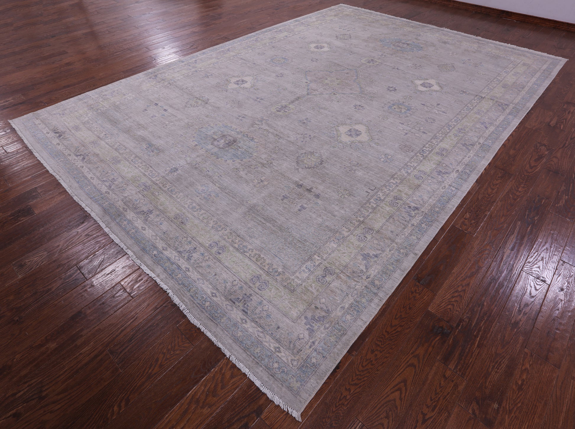 Grey Turkish Oushak Hand Knotted Wool Rug - 9' 9" X 14' 3" - Golden Nile