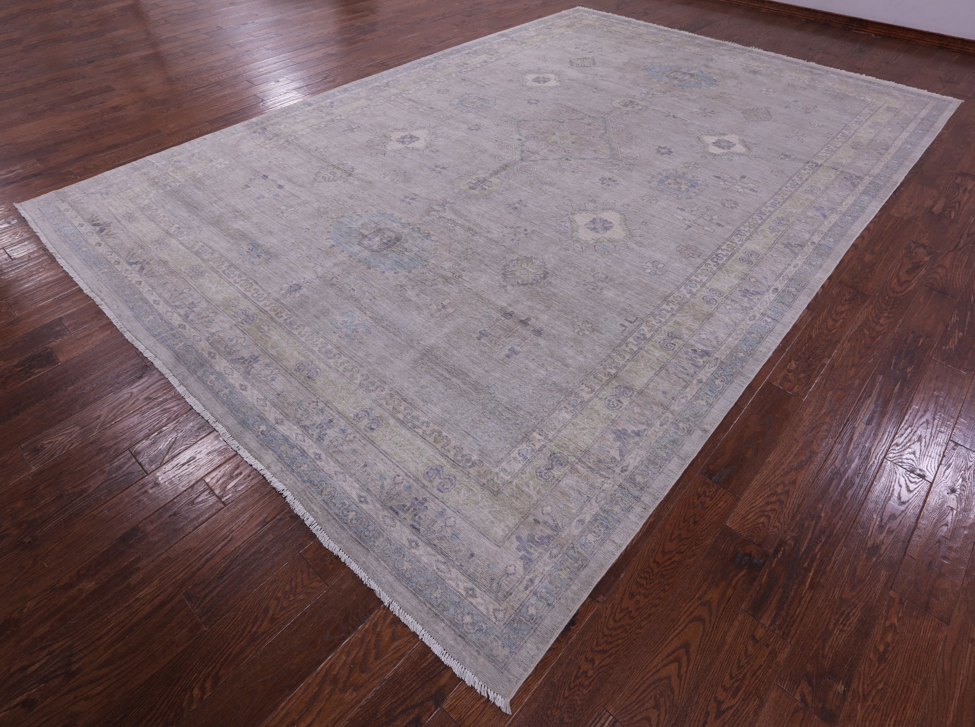 Grey Turkish Oushak Hand Knotted Wool Rug - 9' 9" X 14' 3" - Golden Nile