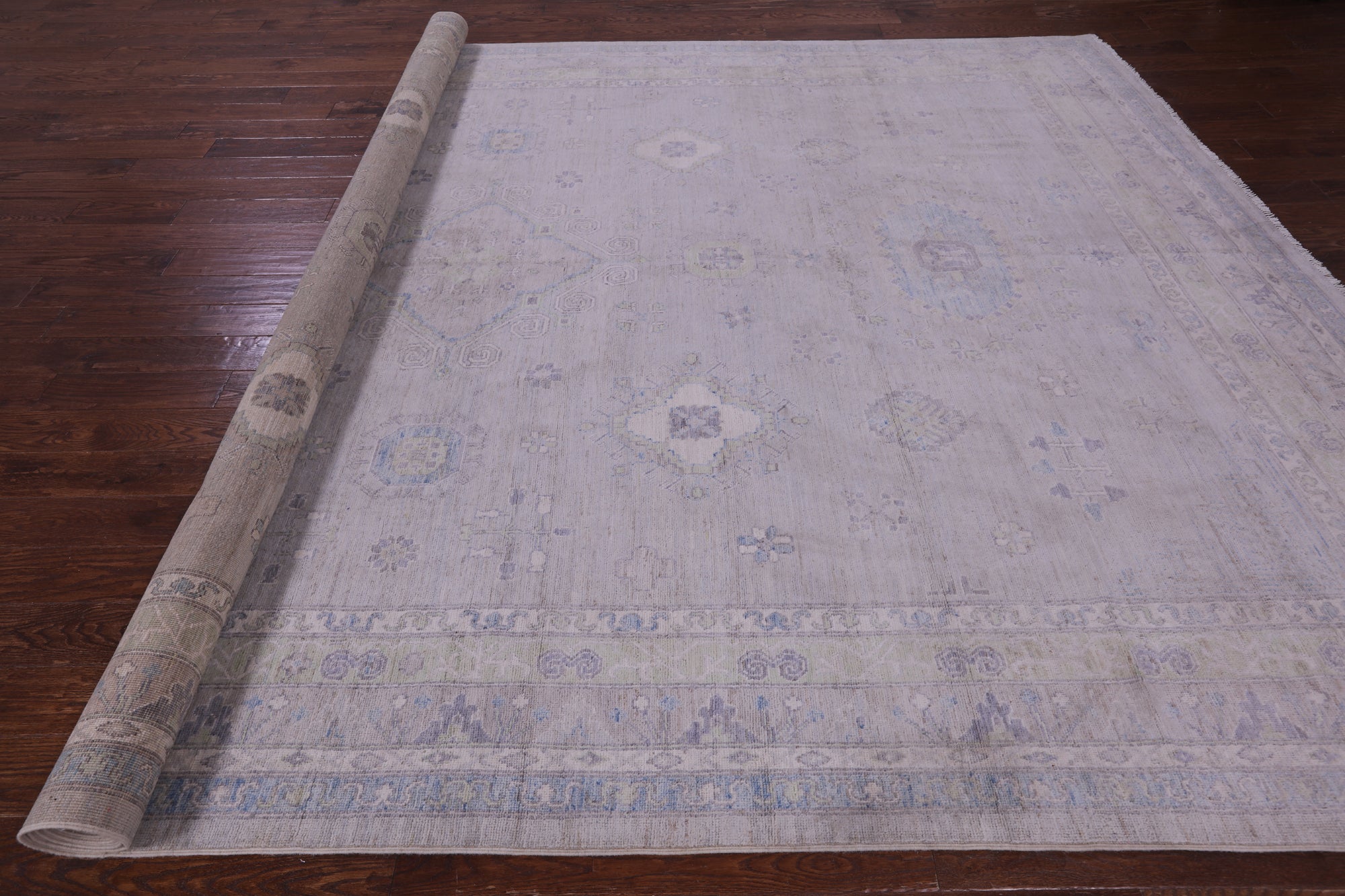 Grey Turkish Oushak Hand Knotted Wool Rug - 9' 9" X 14' 3" - Golden Nile