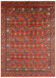 Red Turkmen Ersari Hand Knotted Wool Rug - 8' 11" X 12' 1" - Golden Nile