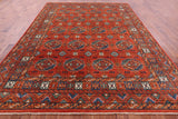 Red Turkmen Ersari Hand Knotted Wool Rug - 8' 11" X 12' 1" - Golden Nile