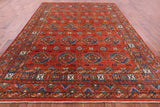 Red Turkmen Ersari Hand Knotted Wool Rug - 8' 11" X 12' 1" - Golden Nile