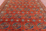 Red Turkmen Ersari Hand Knotted Wool Rug - 8' 11" X 12' 1" - Golden Nile