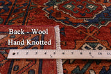 Red Turkmen Ersari Hand Knotted Wool Rug - 8' 11" X 12' 1" - Golden Nile