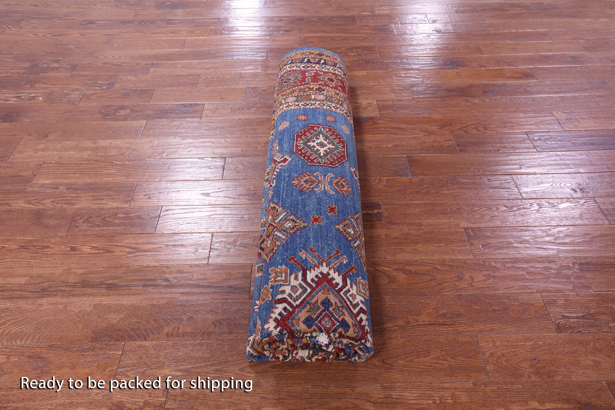 Blue Super Kazak Hand Knotted Wool Rug - 8' 11" X 12' 0" - Golden Nile