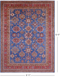 Blue Super Kazak Hand Knotted Wool Rug - 8' 11" X 12' 0" - Golden Nile
