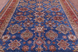 Blue Super Kazak Hand Knotted Wool Rug - 8' 11" X 12' 0" - Golden Nile