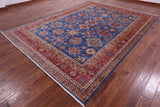 Blue Super Kazak Hand Knotted Wool Rug - 8' 11" X 12' 0" - Golden Nile