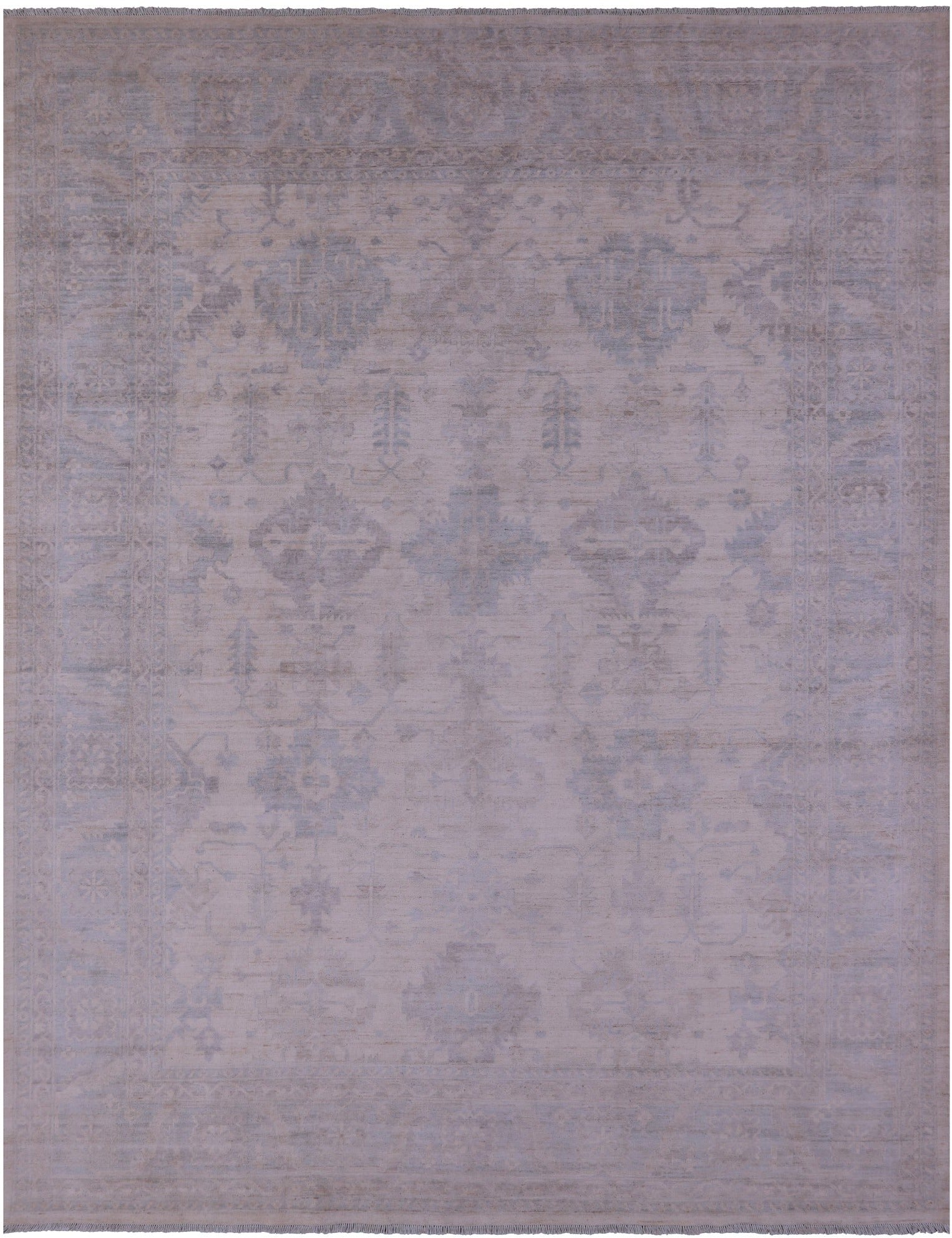 Ivory Turkish Oushak Hand Knotted Wool Rug - 9' 1" X 11' 9" - Golden Nile