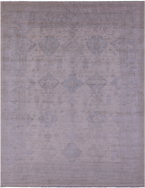 Ivory Turkish Oushak Hand Knotted Wool Rug - 9' 1" X 11' 9" - Golden Nile