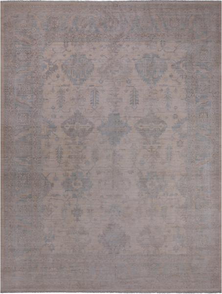 Ivory Turkish Oushak Hand Knotted Wool Rug - 9' 1" X 11' 9"