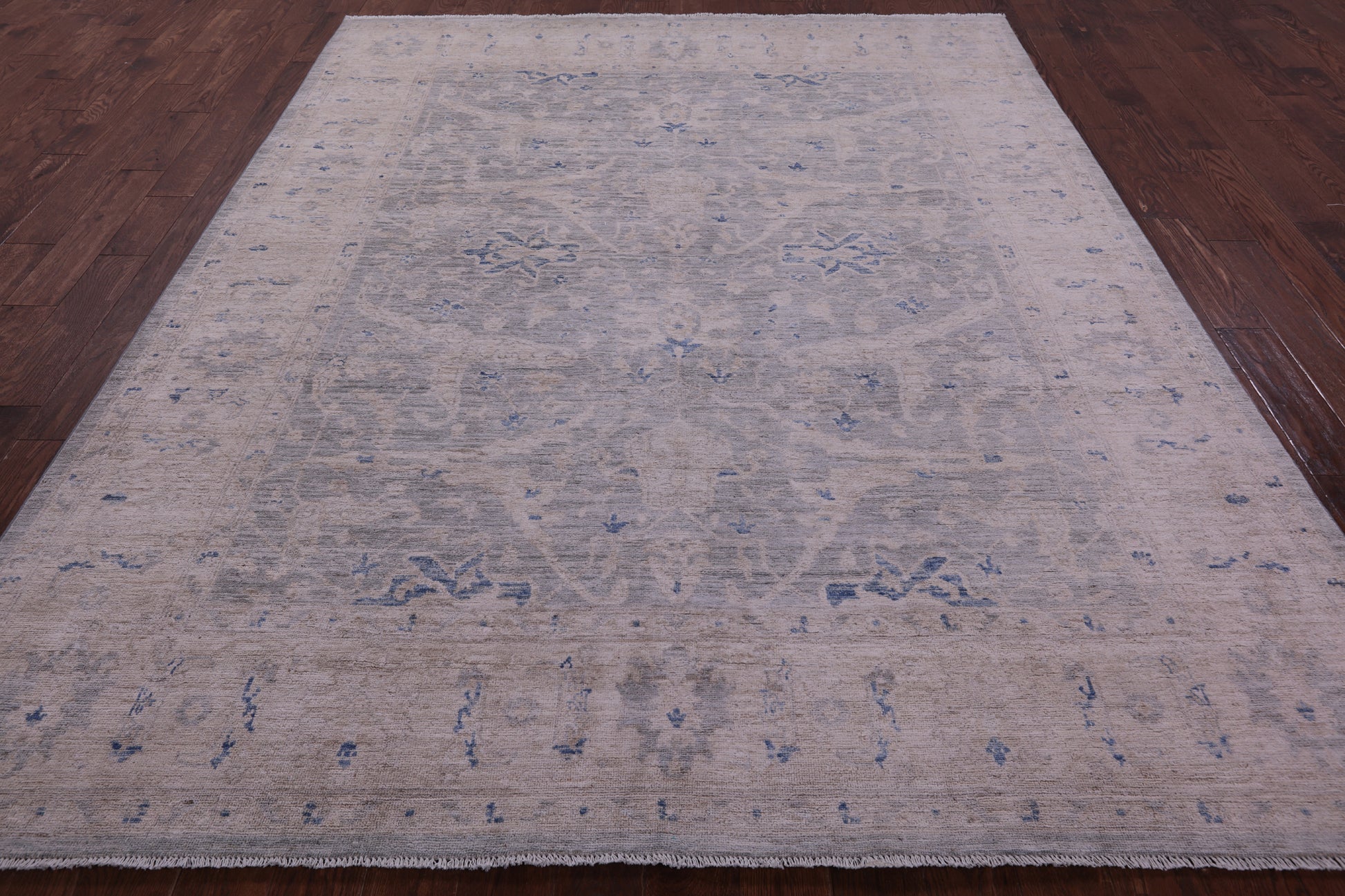 Silver Turkish Oushak Handmade Wool Rug - 8' 0" X 9' 10" - Golden Nile
